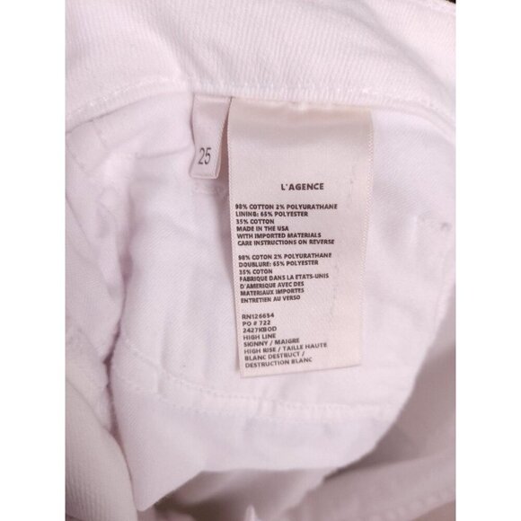 L'AGENCE High Line Jeans Size 25 Womens Blanc Destruct $435 - Picture 10 of 13
